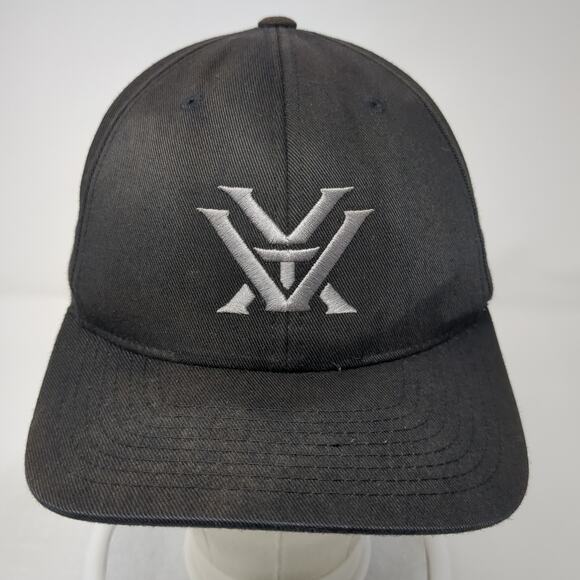 Vortex Fitted Baseball Cap Black Medium Lightweight Embroidered Flexfit 6 Panel - Picture 2 of 9
